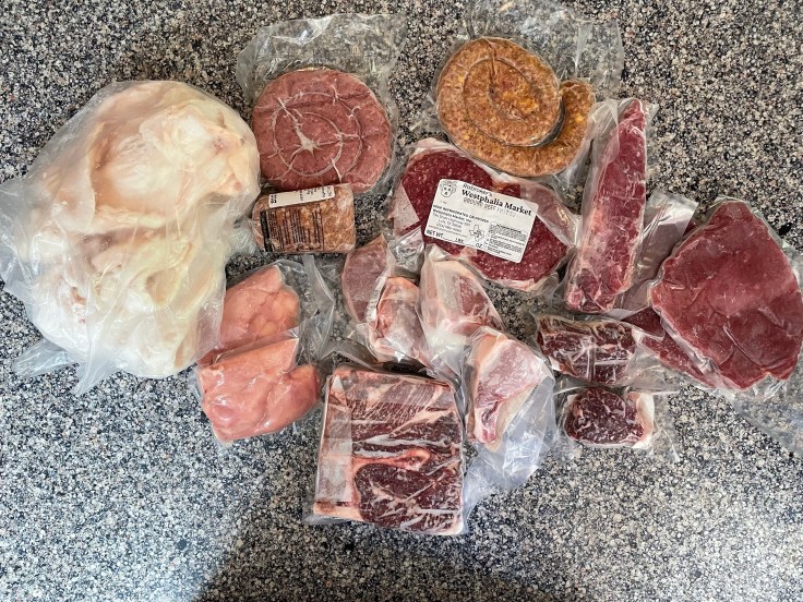 Today’s “Protein Heavy” Farmers Market Haul: Beef, Chicken, And Pork…Oh My; Donuts and Coffee Too